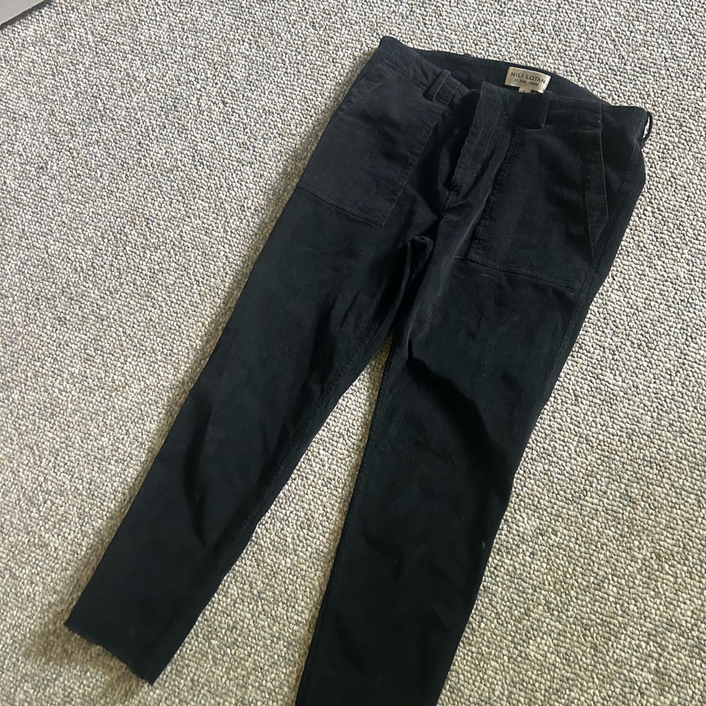 Nili Lotan Black Corduroy Pants Classic Tailored Style